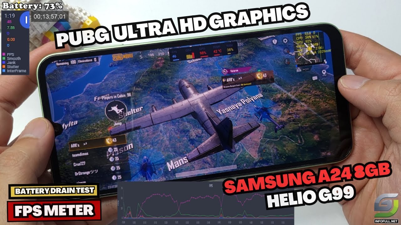 Samsung Galaxy A24 8GB Test Game PUBG Max Setting Ultra HD Graphics 60