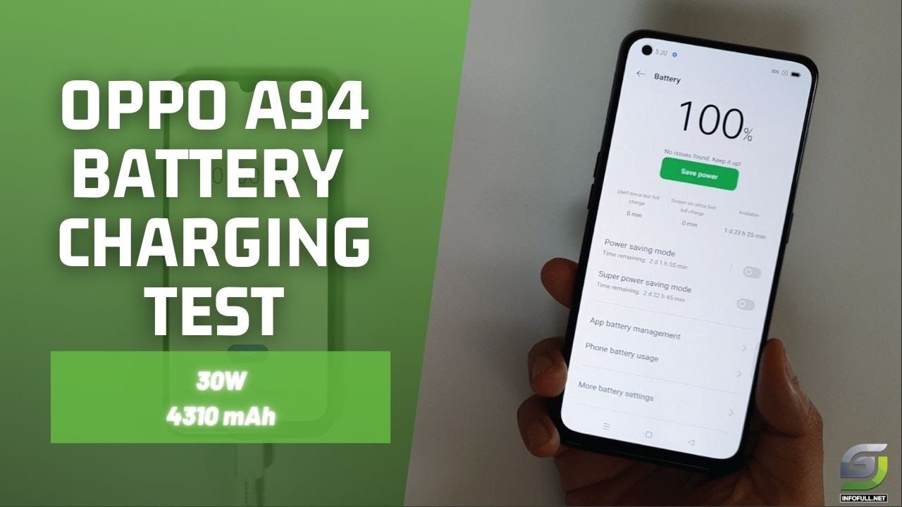 Oppo A94 Battery Charging test 0 to 100 30W fast charger 4310 mAh
