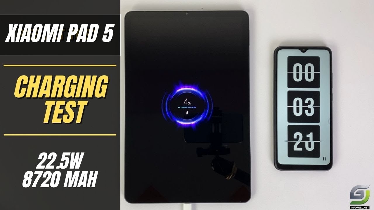 Xiaomi Pad 5 Battery Charging test 0 to 100 22.5W fast charger 8720