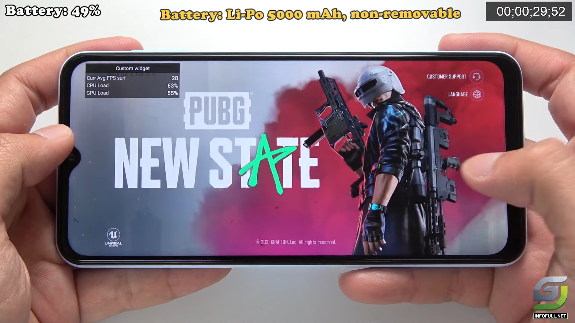 Samsung Galaxy A23 test game PUBG New State