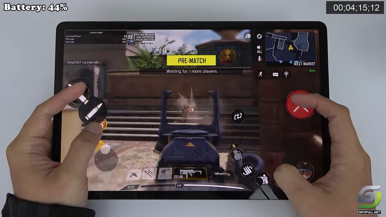 Samsung Tab S8 Plus test game Call of duty Mobile CODM