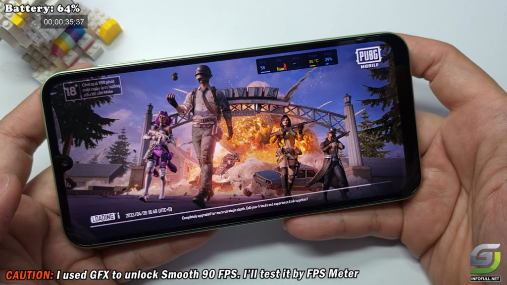 Samsung Galay A24 test game PUBG Mobile Max Setting HDR Extreme
