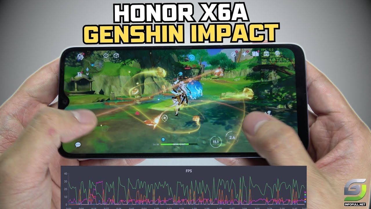 Honor X6A test game Genshin Impact Max Graphics | Highest 60FPS - GSM FULL  INFO %